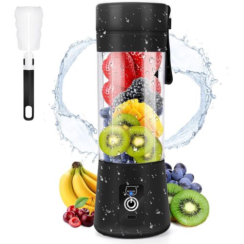 Mixeur Portable Pour Smoothie, Mixeur Personnel Avec 6 Lames En 3D, Presse-Agrumes Rechargeable Par Usb, Pour Maison, Bureau, Extérieur, Noir[GAU640131]