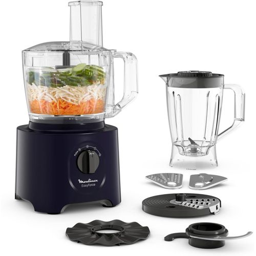 Easy Force Robot Cuisine Multifonction, 800 W, 25 Fonctions, 2 Vitesses + Pulse, 6 Accessoires Dont 1 Blender Inclus, Compact Fp247810, Bleu Nuit[GAU641260]