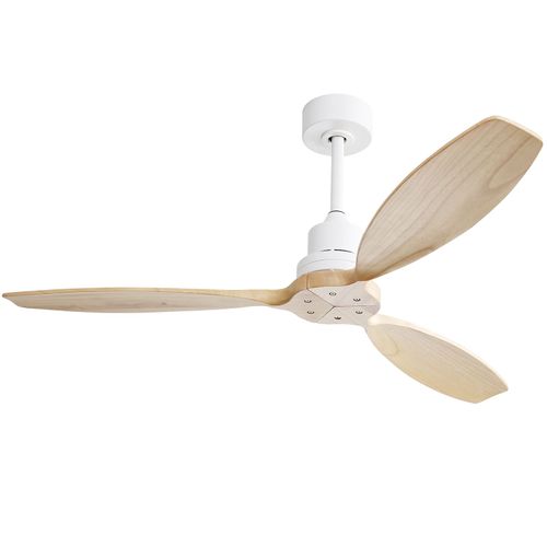 Ventilateur de Plafond, Sofucor, Télécommande, Pales en Bois Naturel, Ø132 cm, 6 Vitesses, Moteur DC, Silencieux