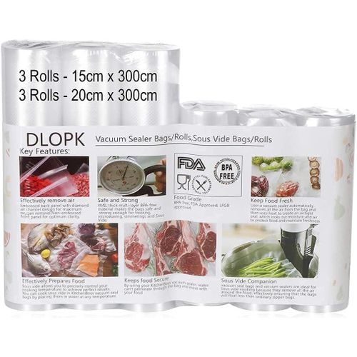 Lot De 6 Rouleaux De Film Pour Mise Sous Vide 15 X 300 Cm Et 20 X 300 Cm[GAU641937]