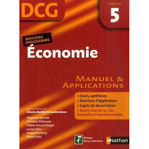 Economie Dcg Épreuve 5 - Manuel Et Applications
