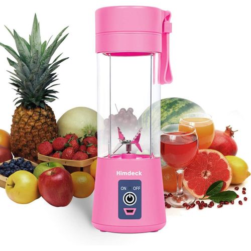 Mélangeur Personnel, Portable Mixeur Des Fruits Mini Blender Pour Smoothie Blender Portable Rechargeable Usb 6 Lames En 3D Pour Un Superbe Mélange, 380 Ml(Rose)[GAU642308]