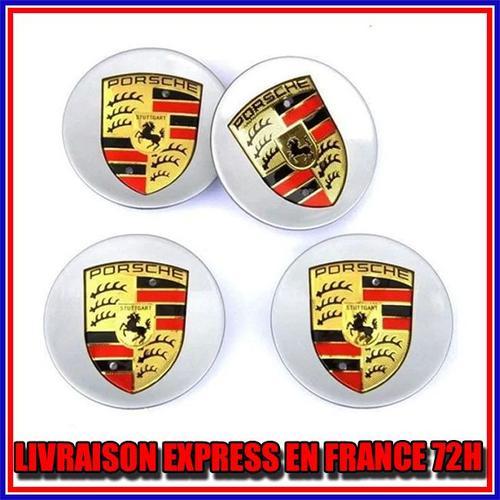 4 Pcs Cache Moyeu Jante Centre De Roue Porsche 76mm Argent