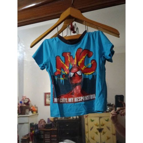 Tee-Shirt Bleu Clair Imprimé Coloré 4/5 Ans Marvel Spiderman.