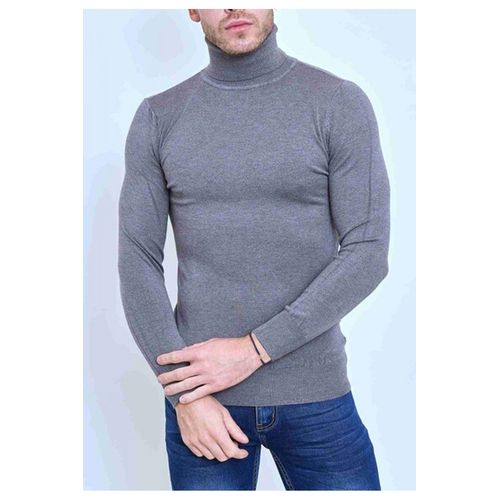 Pull Col Roulé Gris Homme