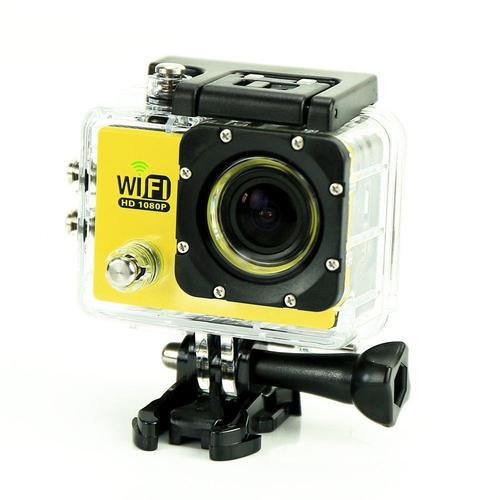 Camera Embarquée Sports Wi-Fi LCD Caisson Étanche Waterproof 12 Mp Full HD Jaune + SD 8Go YONIS