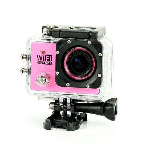 Camera Embarquée Sports Wi-Fi LCD Caisson Étanche Waterproof 12 Mp Full HD Rose + SD 8Go YONIS