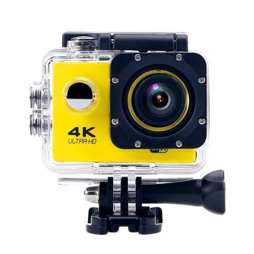 Caméra Sport Étanche 4K Slow Motion Grand Angle 170° Jaune + Kit de Fixation + SD 8Go YONIS