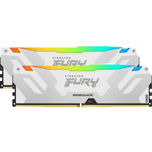 Kingston FURY Renegade RGB - DDR5 - kit - 32 Go: 2 x 16 Go - DIMM 288 broches - 6800 MT/s / PC5-54400 - CL36 - 1.4 V - mémoire sans tampon - on-die ECC - blanc et argent