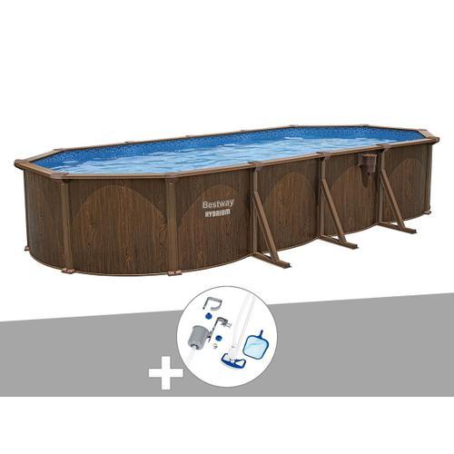 Kit piscine acier Bestway Hydrium effet bois ovale 7,30 x 3,60 x 1,30 m + Kit d'entretien