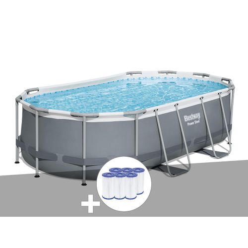 Kit piscine tubulaire Bestway Power Steel ovale 4,57 x 2,50 x 1,00 m + 6 cartouches de filtration