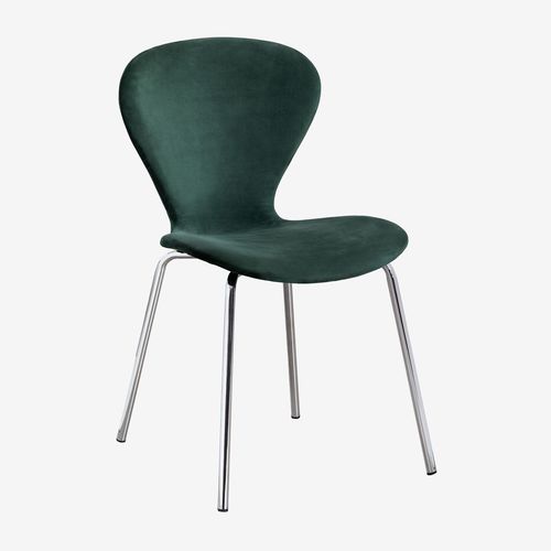 Chaise De Salle À Manger Empilable En Velours Uit Gris Chromé