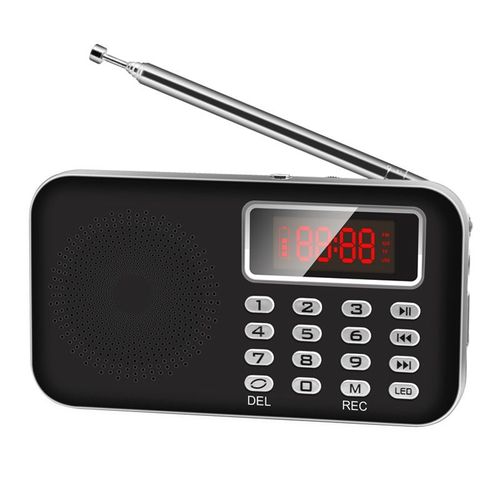 Mini Poste Radio FM AM Lecteur MP3 Micro SD Rechargeable Noir YONIS