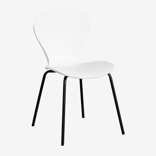 Lot De 2 Chaises De Salle À Manger Empilables Blanc Noir