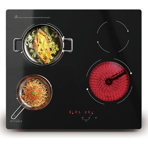Plaque Vitrocéramique 4 Feux - Plaque De Cuisson Electrique 60Cm - 6000W Cuisinière Vitrocéramique - 9 Niveaux De Puissance - Capteur Contrôle Tactile[GAU643157]
