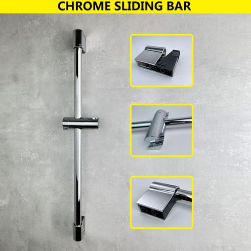 Ensemble de douche à main coulissante avec 3 fonctions,douche à main avec connecteur de barre coulissante,tuyau de 1.5m,fixation cascade de salle de bains,Chrome noir Wal - Type Shower Bar CP