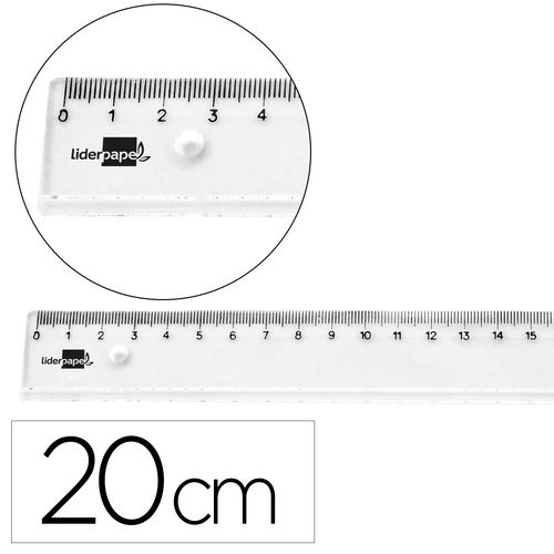 Liderpapel Regle Plastique Incassable Transparent 20 Cm