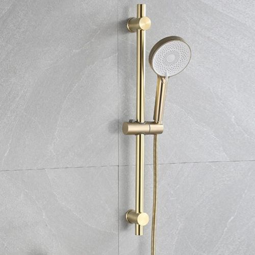 Pomme de douche à main plaquée or brossé,trois fonctions,barre coulissante,pomme de douche à main avec support en or brossé et tuyau de douche - Type set