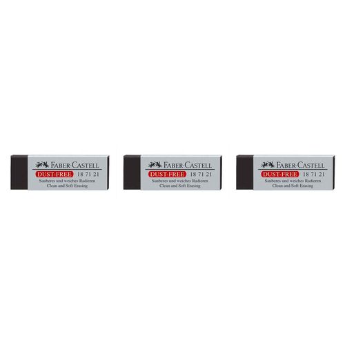 Faber-Castell Lot De 3 Gommes En Plastique Dust-Free Noire