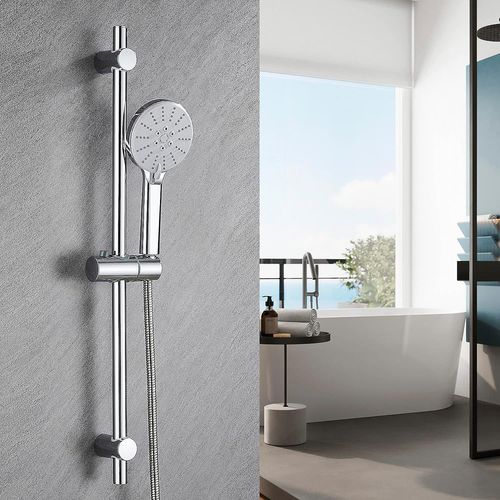 EllMAIDI-Pommeau de Douche Plaqué Or avec Barre Coulissante,Kit de Douche,Tuyau de Douche,Ensemble de Support Réglable - Type Chrome