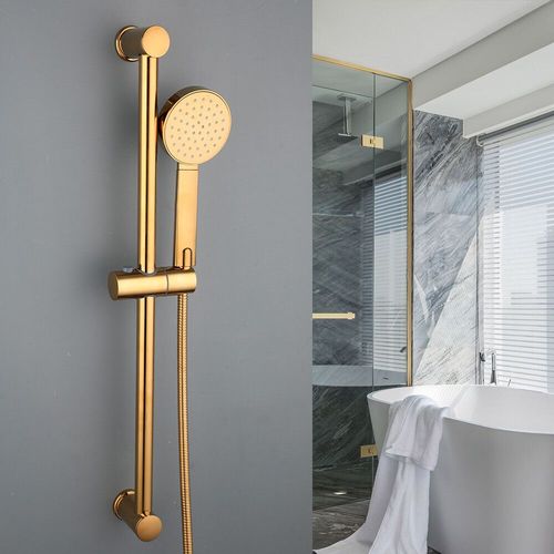 EllMAIDI-Pommeau de Douche Plaqué Or avec Barre Coulissante,Kit de Douche,Tuyau de Douche,Ensemble de Support Réglable - Type Or