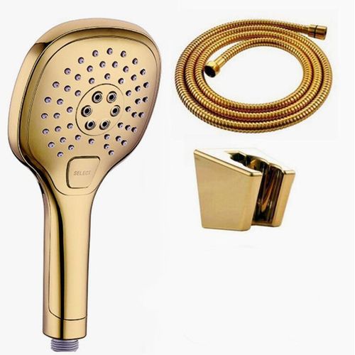 Douche à main plaquée or en plastique abs,barre coulissante en acier inoxydable,pomme de douche à main avec support doré et tuyau de douche BT77 - Type B