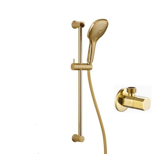 Douche à main plaquée or en plastique abs,barre coulissante en acier inoxydable,pomme de douche à main avec support doré et tuyau de douche BT77 - Type E