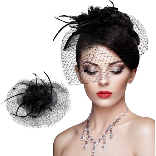 Bibi Mariage Chapeau,Bandeau Avec Voilette,Bandeau En Maille De Voile,Vintage Fascinator Hat,Cocktail Tea Party Chapeau,Fascinator Chapeau Pour Mariage Cocktail Derby Saint Valentin