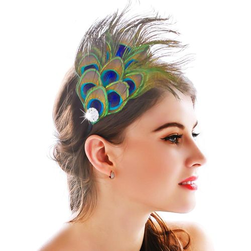 Bandeau En Plumes Paon Fait À La Main Pour Femmes Et Filles