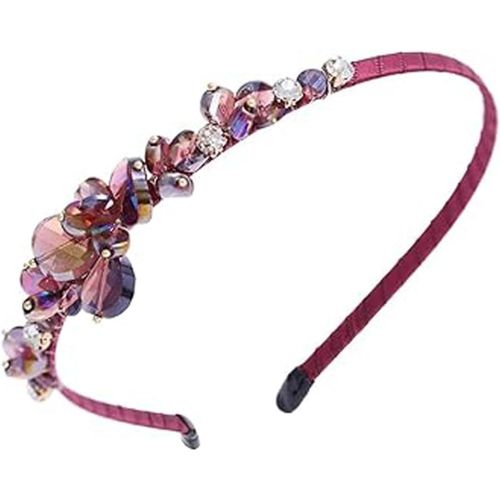 Bandeau Cheveux Strass,Bandeaux Strass,Bandeau En Cristal,Cristal Strass Bandeau,Bandeaux En Cristal Scintillant,Cerceau De Cheveux En Strass,Magnifique Couvre-Chef Pour Bal/Fête(Violet)