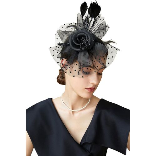 Artideco Fascinator Chapeau Femme Cocktail Party Fascinator Bandeau Thé Anglais Party Accessoires - Rouge - Taille Unique