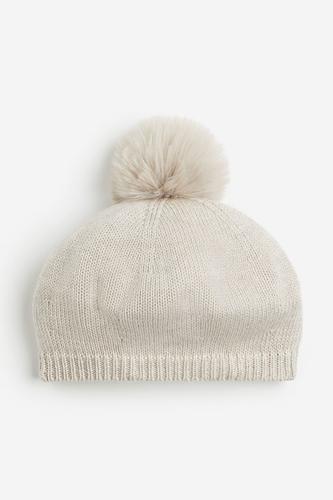 Béret En Maille Avec Pompon - Blanc