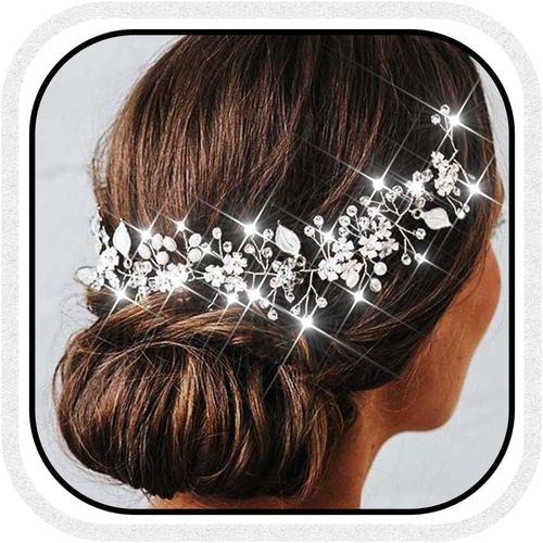 Serre-Tête De Mariée Avec Perles Argentées - Pour Femme Et Fille