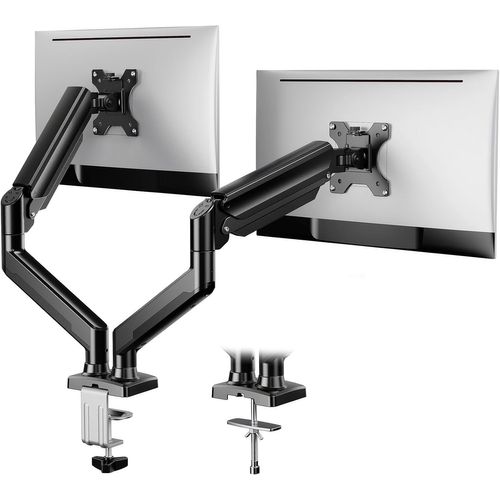 Support Double Ecran Pc 2 de 17 à 32 Pouces,Bras pour Écran Pc Capacité de Charge Max 2-10 kg,Support Réglable pour Double Écran,Pivotant à 180°,Inclinable,Rotation à 360°,75x75/100x100