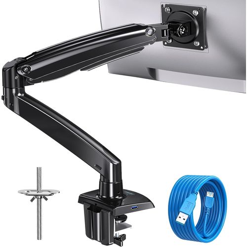 Support de Moniteur pour écrans de 13 à 40 Pouces,Bras de Moniteur à Ressort à gaz Peut Supporter de 2 à 12 kg,Support d'écran PC réglable en Hauteur avec Câble d'extension USB,VESA 75/100