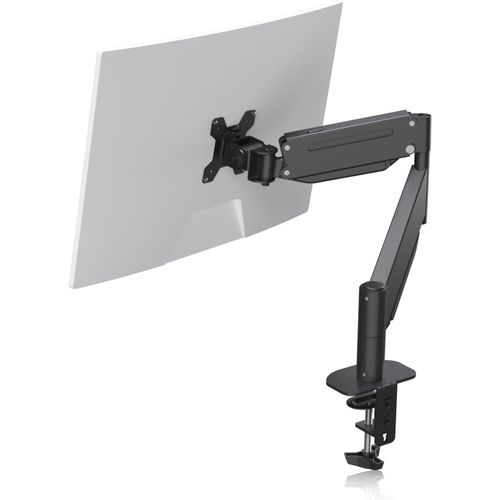 Bras de Moniteur Ultra Large,Bras de Moniteur Robuste pour écrans Ultra Larges jusqu'à 43 Pouces et 13 kg,Support de Bureau Unique,Hauteur Pneumatique,Pince en C et ?illet,Noir MD71M
