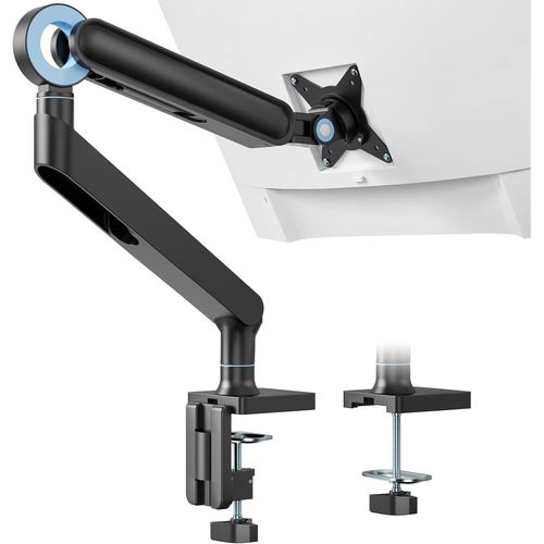 Support Ecran PC Bras Simple pour Moniteurs de 17 à 35 Pouces,Pince de Bureau VESA 75 et 100mm,Réglage Hauteur sans Outil avec Incline Pivote Tourne,Capacité de Charge Accrue de 1-10,5kg