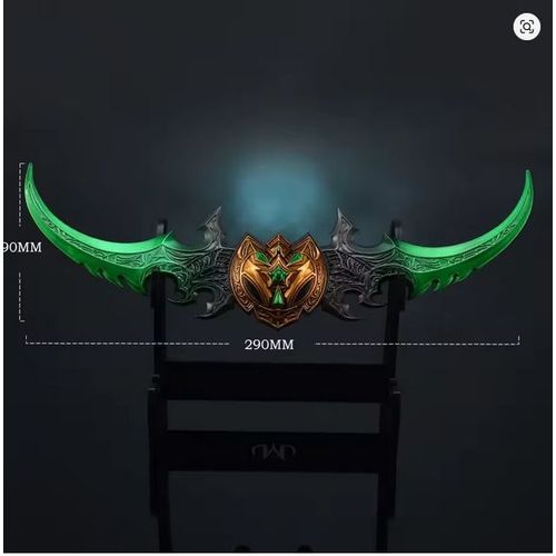 World Of Warcraft Arme Warglaive D'Azzinoth Métal Ensemble Illidan Stormrage - 29 Cm - Green