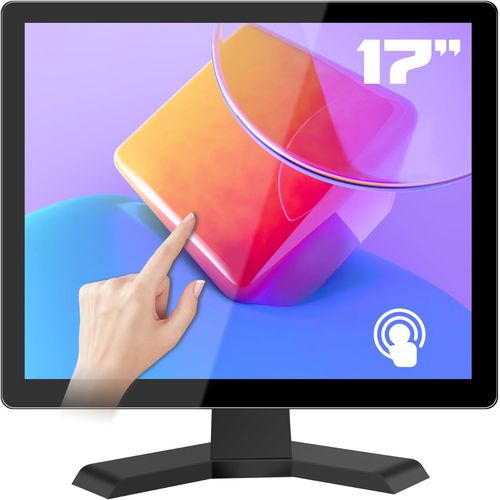 Moniteur Tactile ecran 17 Pouces,10 Points 4:3 HD 1280x1024 avec Port HDMI,VESA,écran Tactile pour PC POS Win 10 11,Haut-parleurs intégrés