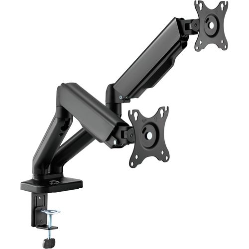 Support Double Ecran PC Vesa 17 à 32 Pouces|Bras Articulé Ecran PC pour Moniteur|Pied Robuste Capacité de Charge 2 à 9 kg|Hauteur & Inclinaison Ajustable|Rotation à 360°