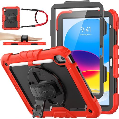 Coque Pour Ipad (A16) 11ème/10ème Génération 11/10,9 Pouces 2025/2022,Coque Antichoc Avec Protecteur D'écran,Support Rotatif À 360°/Dragonne,Porte-Crayon Et Bandoulière,Bleu Ciel