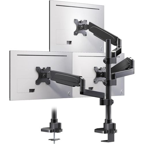 Support de Moniteur 3 écrans pour écran de 17 à 32 Pouces,Support pour écran 3 moniteurs,réglable en Hauteur avec Bras de 9 kg,Support d'écran pivotant et inclinable,VESA 75/100 mm