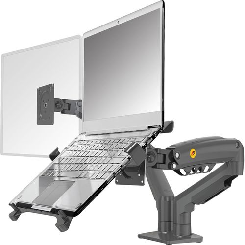Support de Moniteur à Deux Bras Prenant,pour 2 Moniteurs 17-27 Pouces ou 1 Moniteur +1 Ordinateur Portable 10-17'',Charge Maximale de 9kg,VESA 75/100mm F160-FP