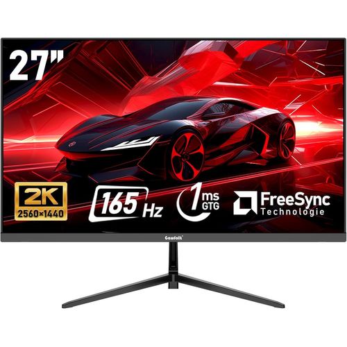 Écran PC 27 Pouces,2K WQHD (2560×1440P),165Hz Moniteur Gaming,1ms Bezel-Less,98% sRGB,178° Grand Angle,HDMI,DisplayPort,Compatible avec Les Fixations murales VESA100*100MM-Noir