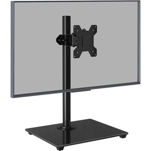 Support pour écran Plat/incurvé de 13 à 32 Pouces jusqu'à 10 kg,Support pour écran avec Socle en Verre trempé,Inclinaison réglable ±75°,Pivotement ±80°,Rotation 360°,VESA 75/100 mm