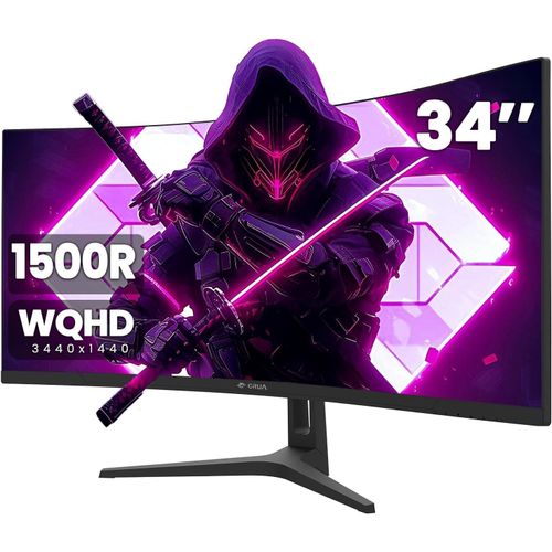 Écran PC Gaming Incurvé 34 Pouces 165Hz,Moniteur PC WQHD 3440x1440,1ms VRB,2X HDMI 2.0,DP 1.4,100Hz & Display Port 165Hz,VESA 75 * 75mm Réglable en Hauteur,FreeSync Premium