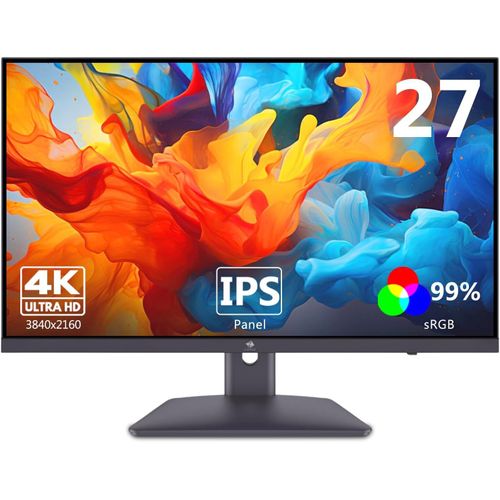 Écran PC 27'' IPS 4K UHD (3840x2160),FreeSync,Moniteur Bureau 16:9,75 Hz,5 ms,2*HDMI2.0 & 2*DP1.4,Inclinaison Réglable,Couleurs Ultra Réalistes & Cadre Ultra Slim,VESA (DP Câble Inclus)