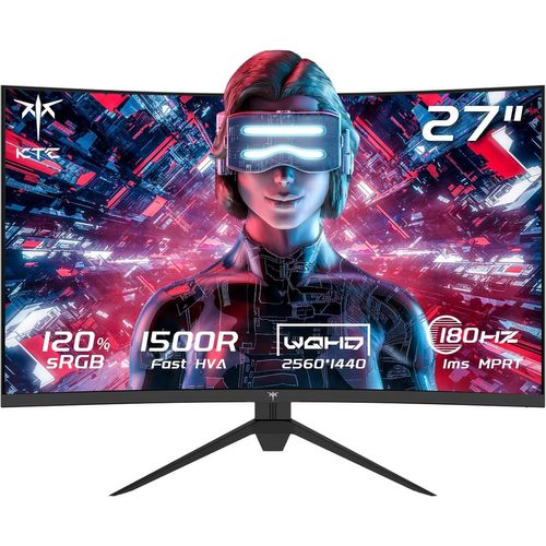 27"" Ecran PC Gamer Incurvé,180Hz 2K Moniteur Gaming,QHD 2560 x 1440p,1ms VA 1500R sans Cadre,120% sRGB,HDR 10,FreeSync & G-Sync,Réduction Lumière Bleue,VESA,DP,HDMI 144Hz,H27S17