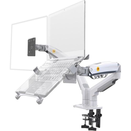 Bras de Moniteur 2 en 1,pour Ordinateur Portable et Moniteur de 10 à 17 "",pour Écran 17-27 Pouces,VESA 75/100 F160-FP Blanc