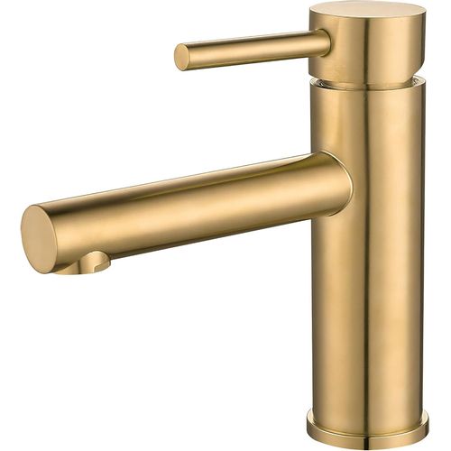 Robinet Salle Bain | Mitigeur Lavabo,Mélangeur Eau Froide et Chaude,Pas de Fuites,Installation Facile | Laiton,Inoxydable,Rond,Doré Brossé Protection PVD,Série Palancia